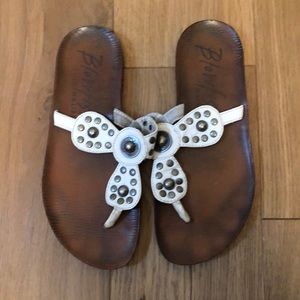 Blowfish white studded flip flops
